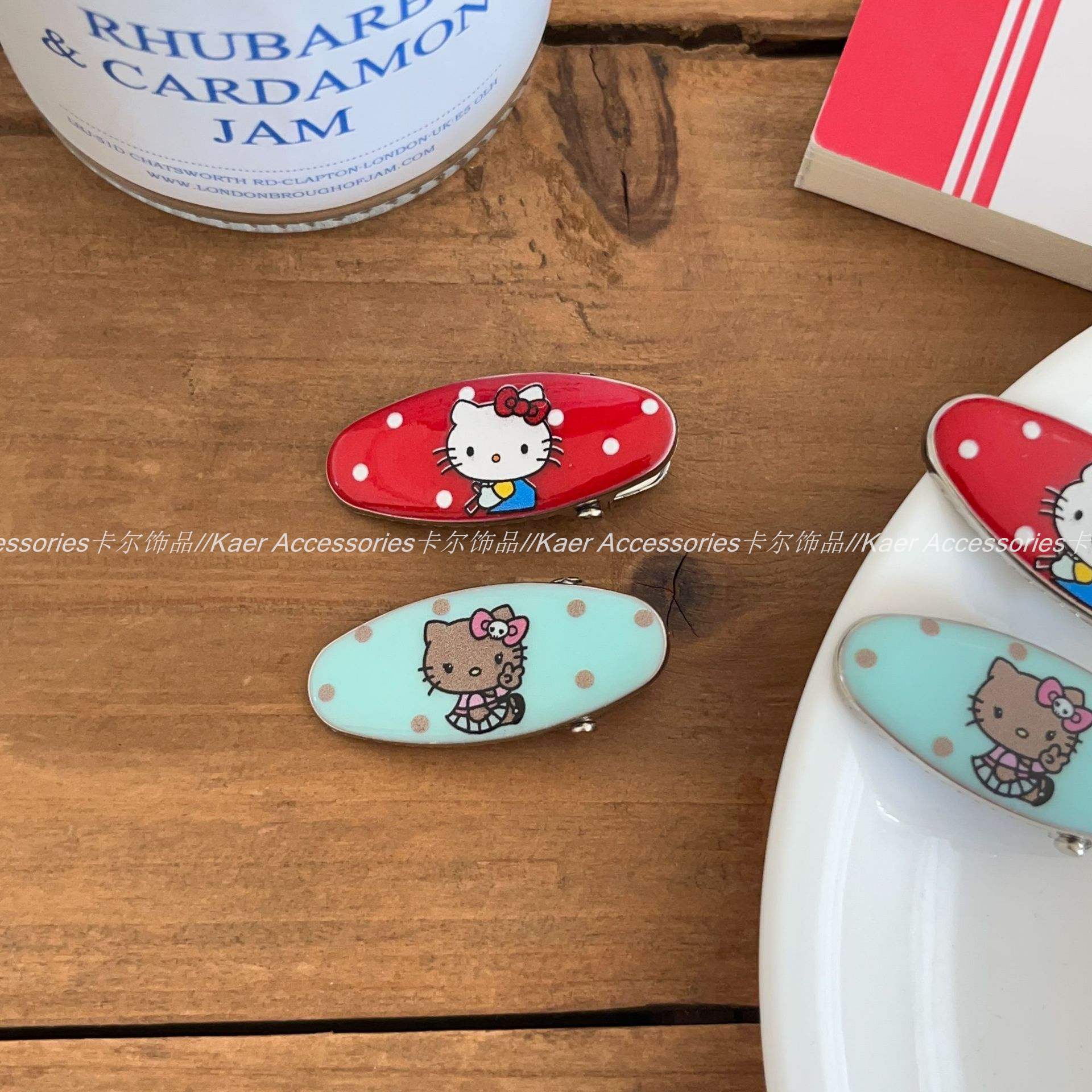 可爱波点KT蝴蝶结发夹