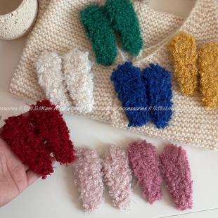 秋冬羊羔毛毛绒发夹女高级感刘海侧边夹bb夹发卡小香风边夹发饰