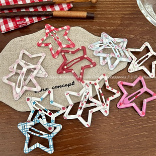 可爱蝴蝶结波点镂空星星发夹掰掰夹印花发卡碎发刘海夹边夹发饰品