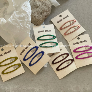 夏日小清新冰透质感彩色滴油几何椭圆BB夹碎发刘海夹少女发夹发卡