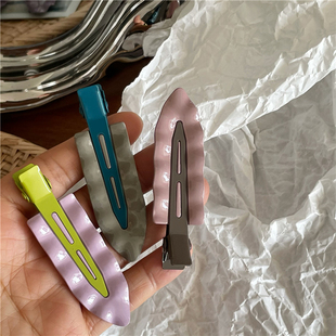 时尚撞色金属水滴发夹边夹 设计感波浪凹凸水滴鸭嘴夹碎发刘海夹
