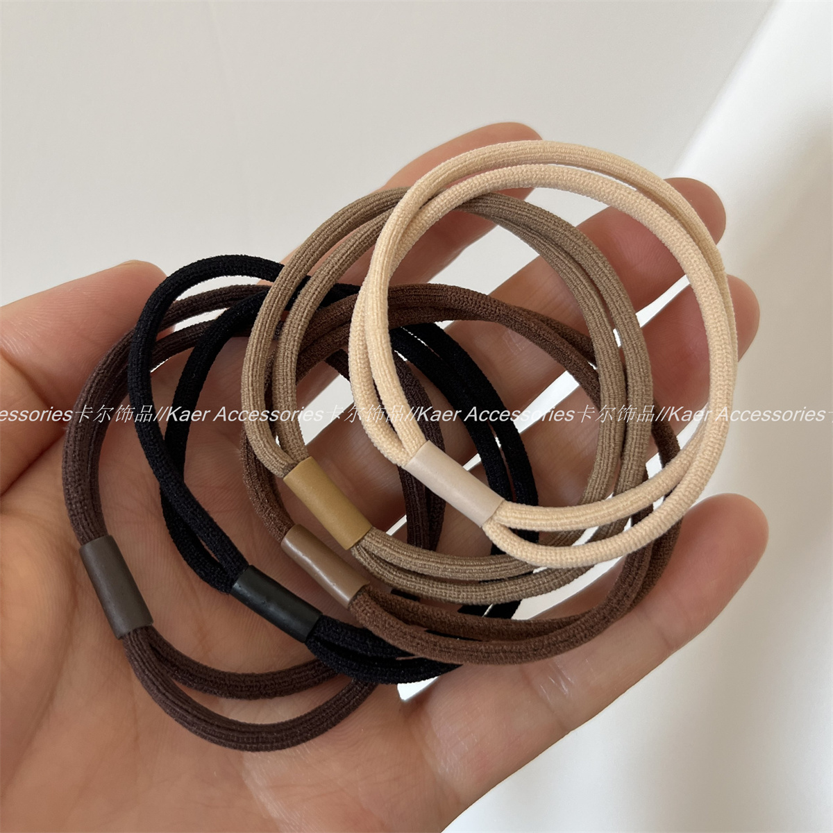 韩国纯色奶咖系头绳发圈