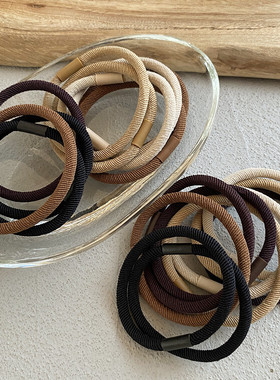 简约基础打底发圈~韩国百搭黑色马尾皮筋 咖啡色扎发头绳高弹难用