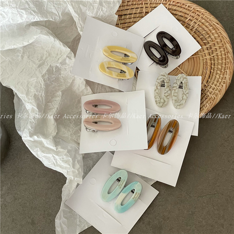 INS风 醋酸纹理几何贴片发夹对夹 时尚可爱椭圆碎发刘海夹鸭嘴夹,饰品/流行首饰/时尚饰品新,发饰,淘宝优惠券,粉丝福利购,淘宝优惠卷