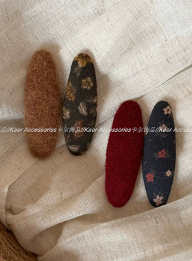 复古碎花系列侧边发夹红色发饰头饰侧边夹子刘海夹百搭少女发卡