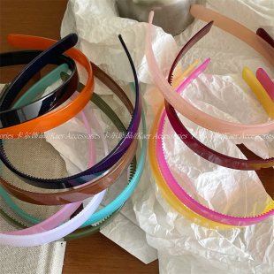 半透果冻质感彩色塑料发箍 极简风时尚百搭纯色洗脸压发头箍新款