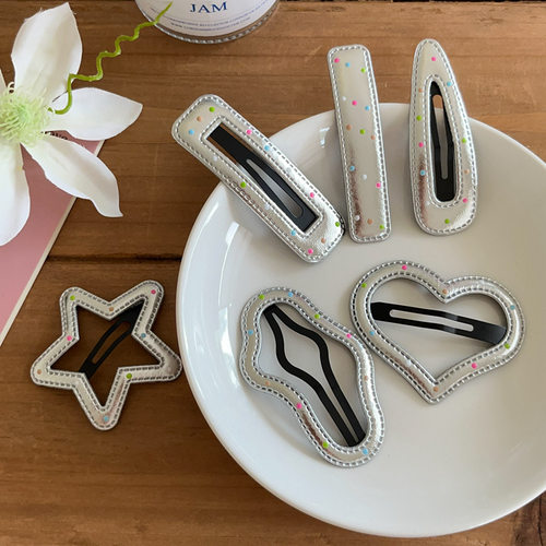 bb夹pu皮革甜美少女心彩点边夹