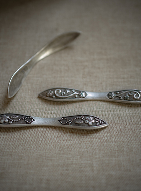 Zang又一雪 仿银双尖古簪 铜镀银押发扁簪子民族风古传统盘发古典