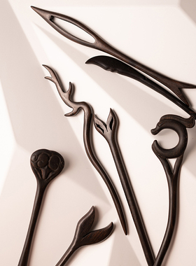 Zang又一雪 原创中式木簪 黑檀木盘发木簪子盘发饰传统设计民族风