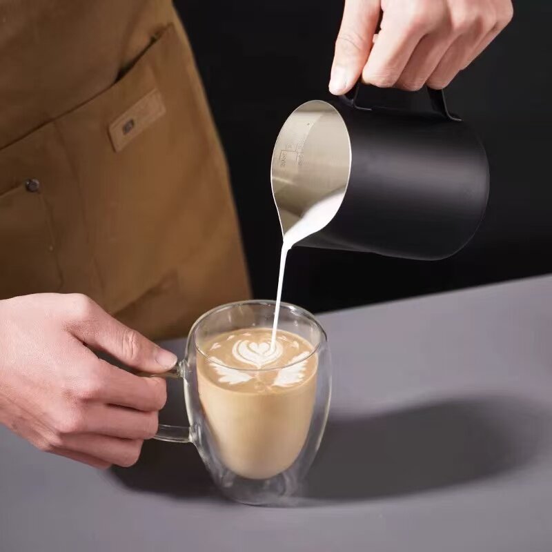 加厚鸡蛋灌饼杯不锈钢咖啡拉花杯量杯拉花尖嘴打奶泡拉花缸猪油缸
