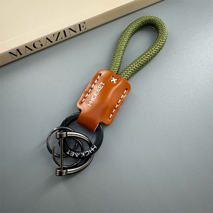 手工牛皮钥匙扣汽车挂绳高级防丢车钥匙链圈环男女士手绳书包挂饰