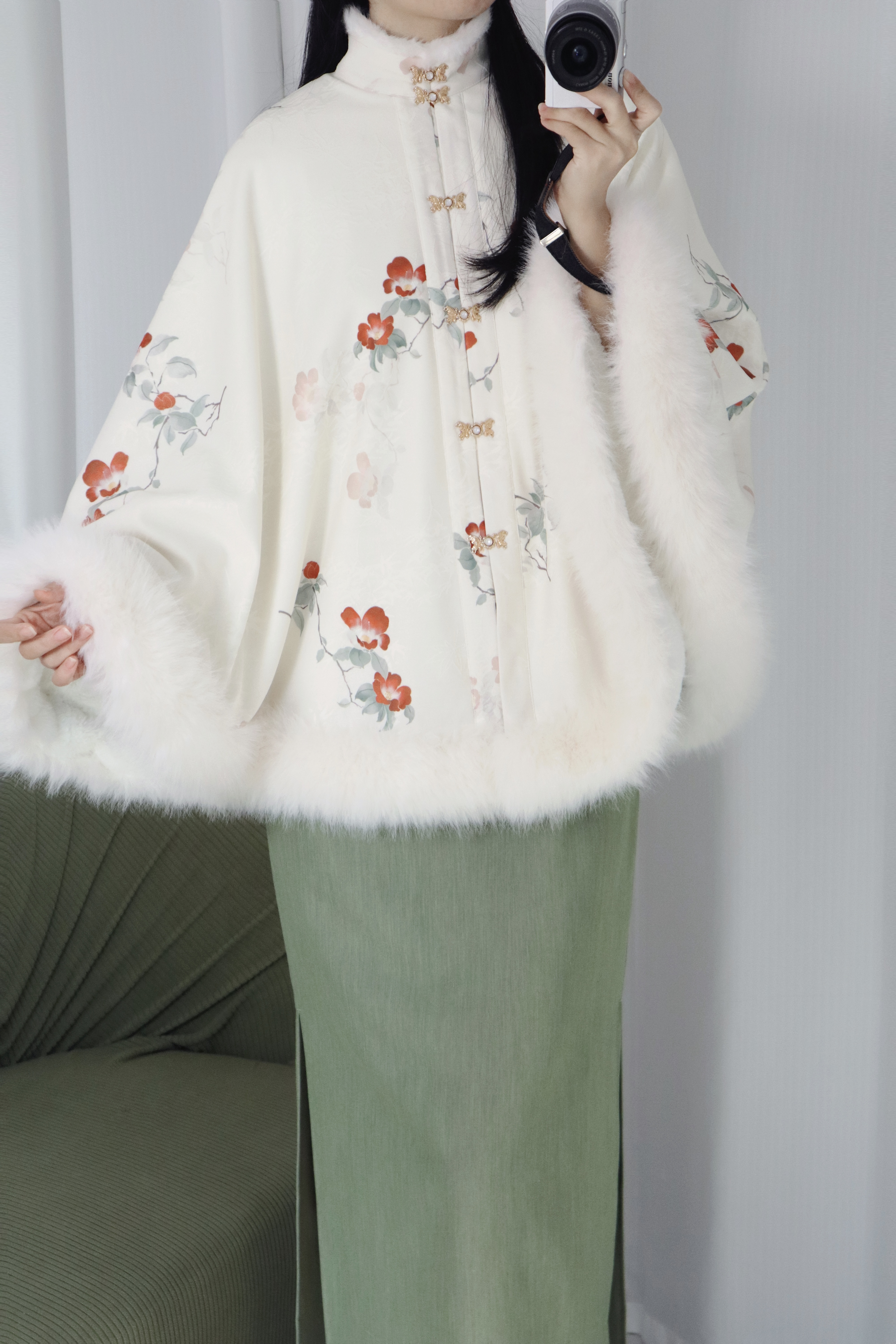 画堂春新中式【暗香茶】加厚明制改良汉元素斗篷披肩可配旗袍汉服