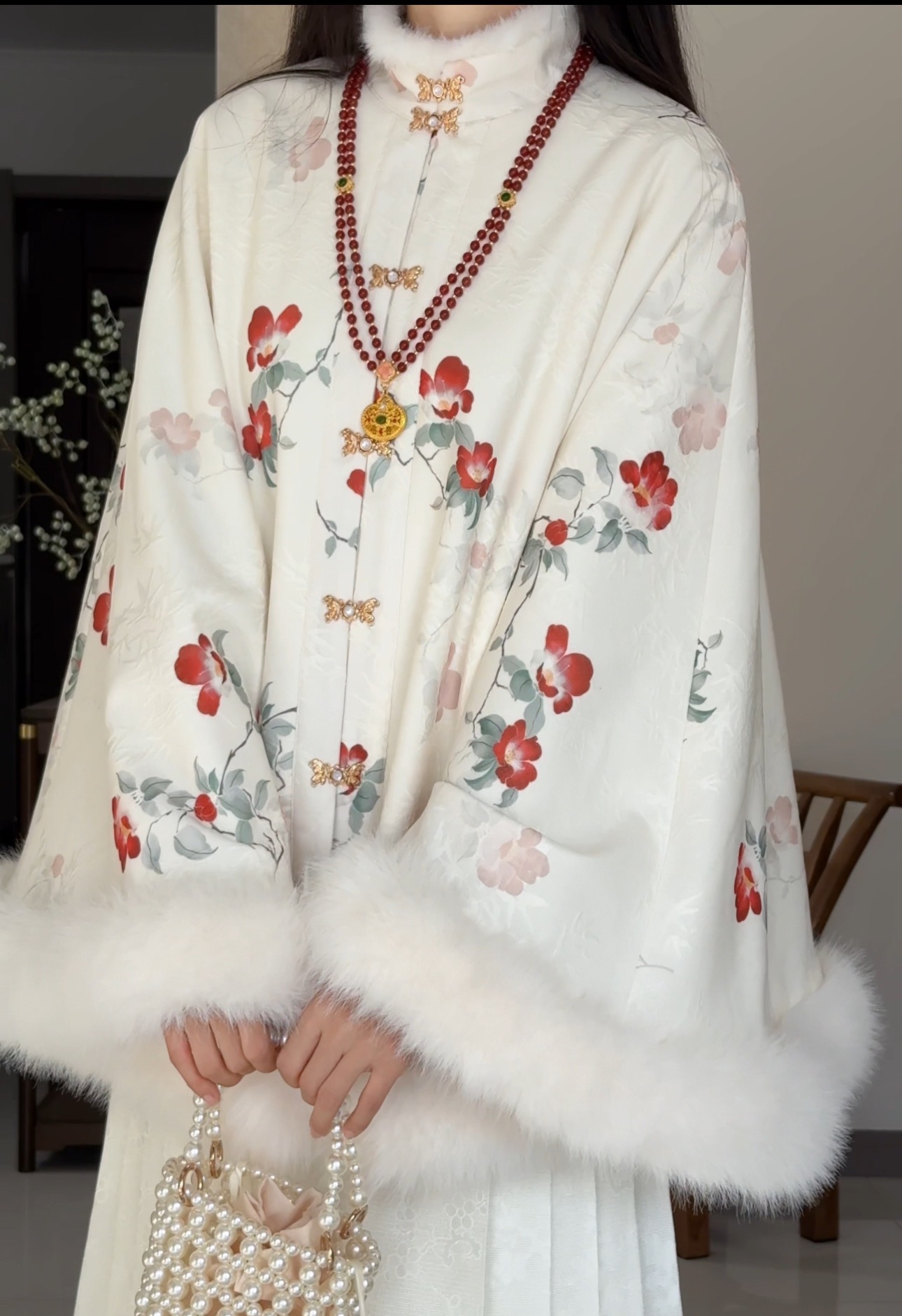 画堂春新中式【暗香茶】加厚明制改良汉元素斗篷披肩可配旗袍汉服