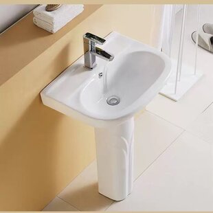 三孔立柱盆洗手盆家用陶瓷阳台落地式洗面盆独立式洗脸盆