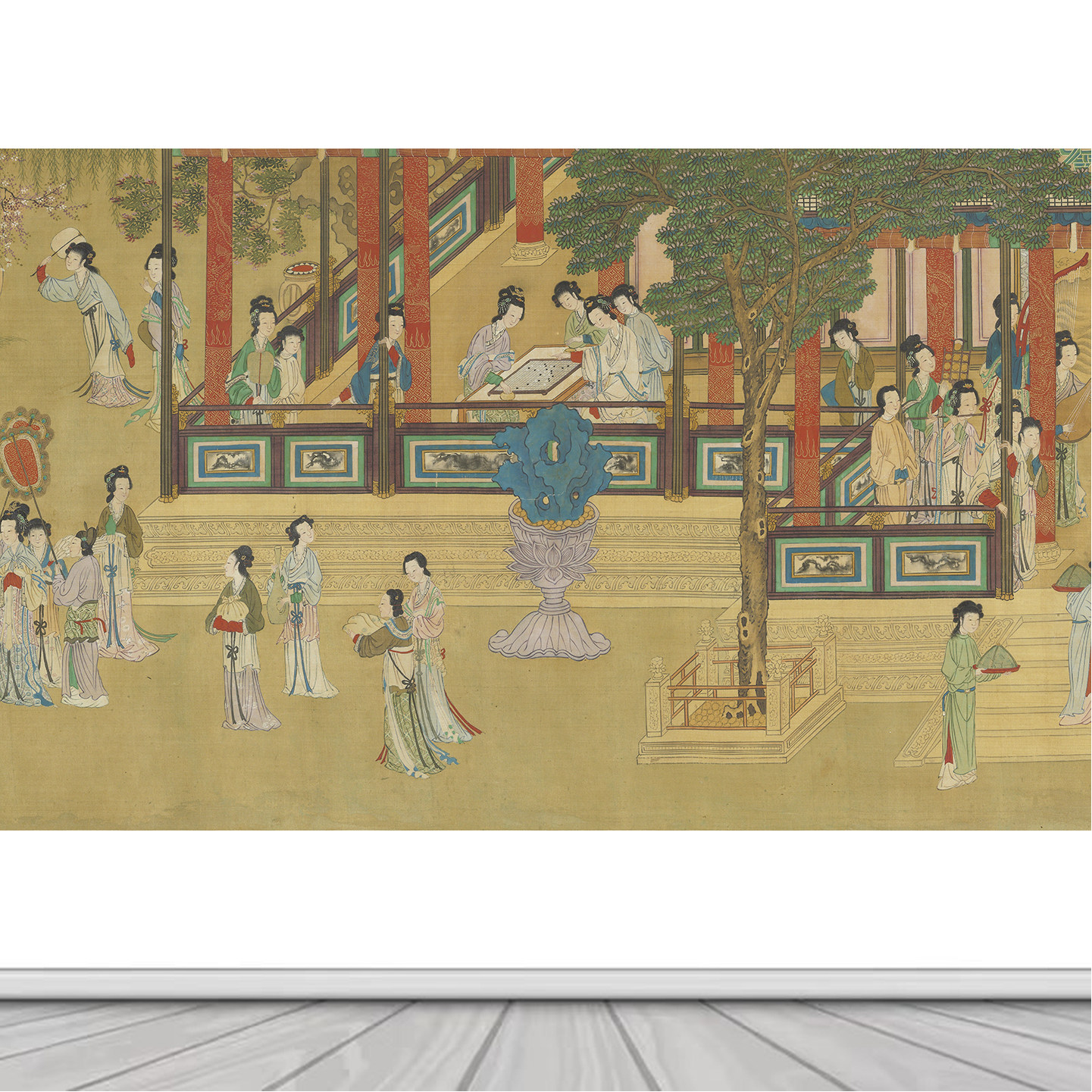 百美图宋氏美学自粘宫廷工笔仕女图国沙发背景墙贴壁画客厅装饰画