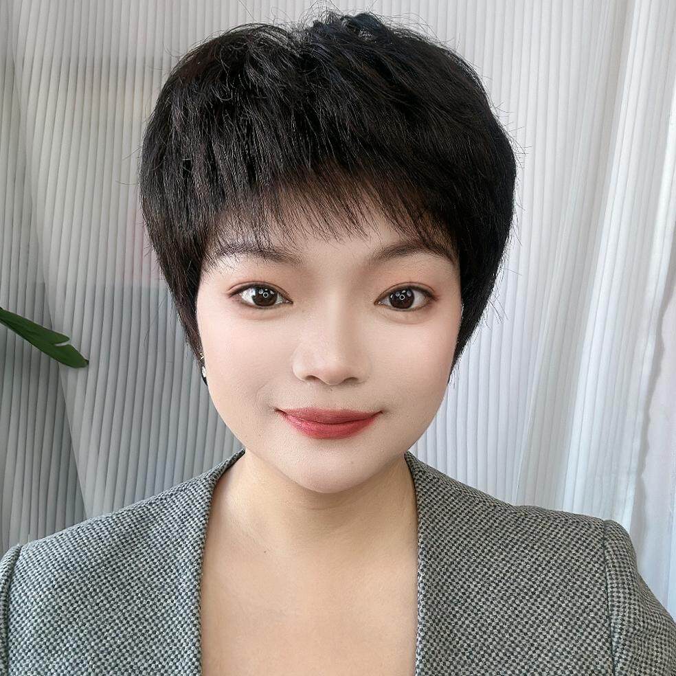 2025年新款女短发全真发整顶假发