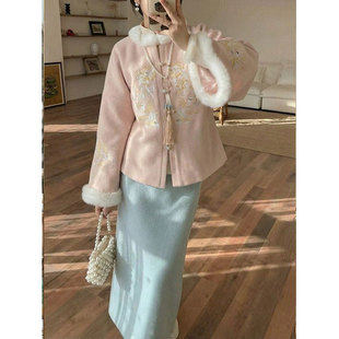 2025年秋冬季新款汉元素汉服唐装时尚立领倒大袖宽松外套上衣日常