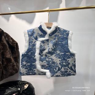 瑟庄 夹棉马夹国风感马甲外穿加厚坎肩保暖上衣 减龄新中式