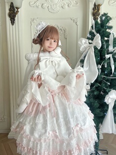 新款 Lolita斗篷披肩垂耳兔洛丽塔秋冬加绒加厚外套甜美软妹斗篷