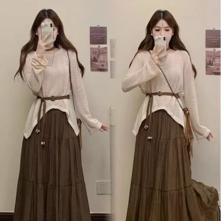 民族风复古吊带裙套装女