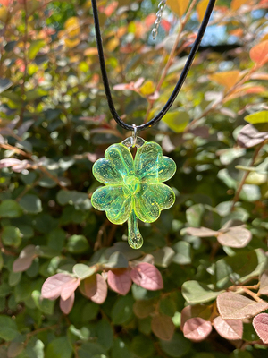 幸运草四叶草项链吊坠玻璃纯手工