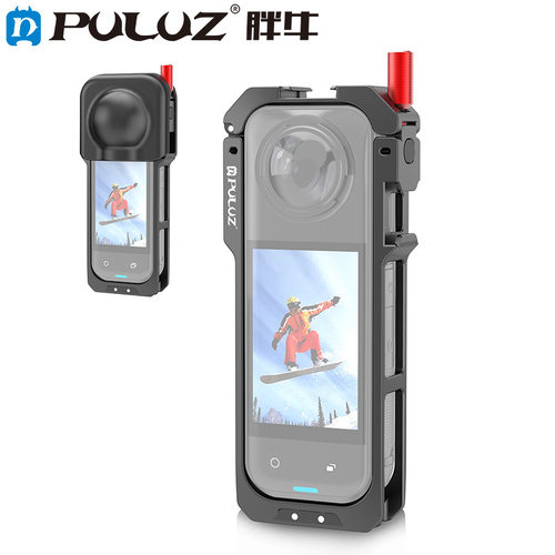 PULUZ胖牛 适用Insta360 X5全景相机保护边框 金属兔笼冷靴拓展壳