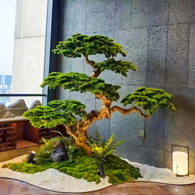 真迎客松树新中式大型室内外装饰橱窗绿植造景观假树摆件罗汉松