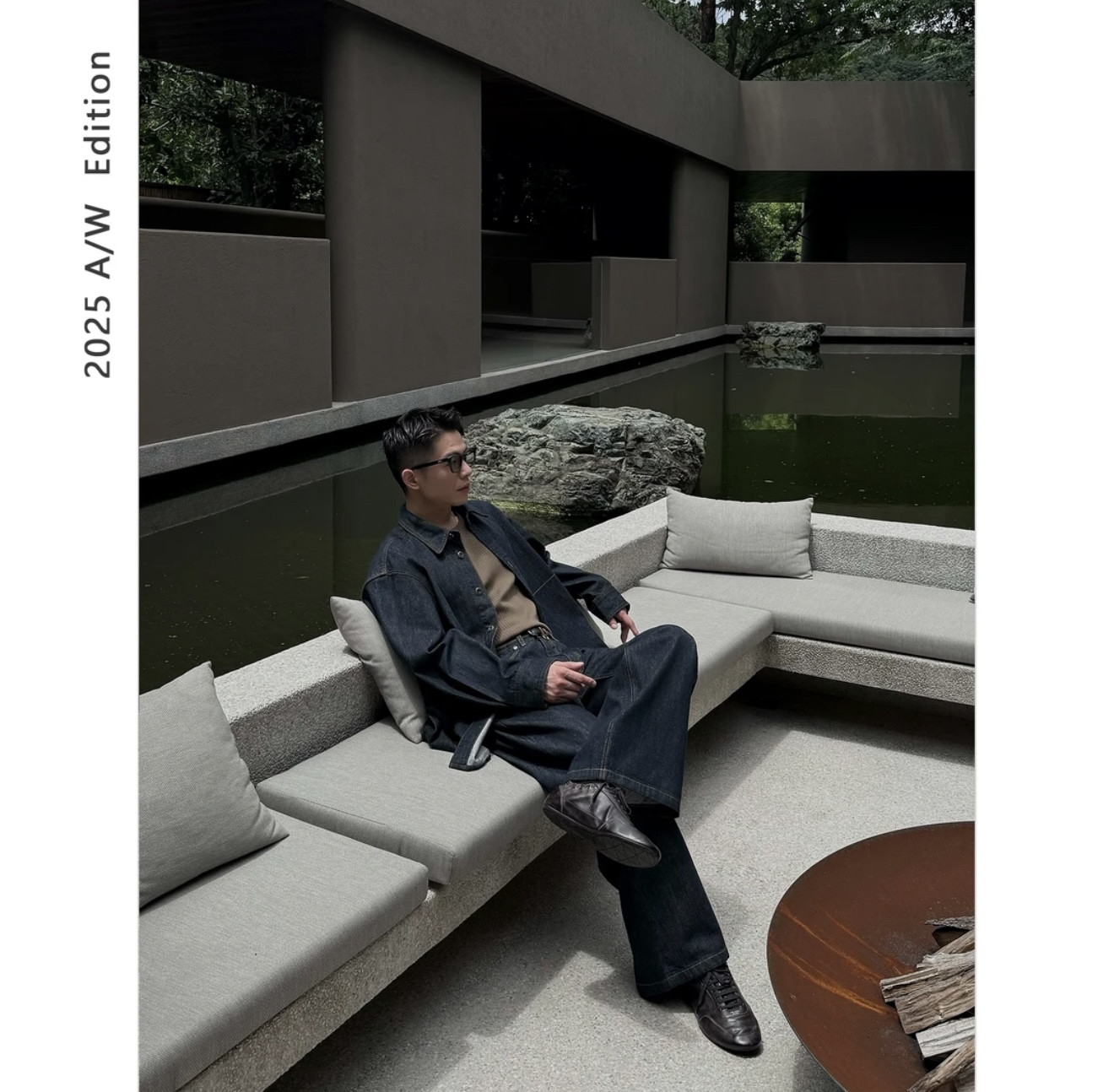 DUPU CONTRACTED 丹宁系列 11OZ单褶明缉线分割经典原色牛仔长裤