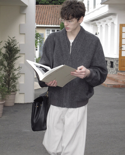 短款 毛呢大衣男高级感假两件双面呢羊毛外套