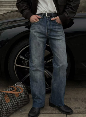 DUPU CONTRACTED 26ss牛王 14OZ复古重工水洗猫须毛边直筒牛仔裤