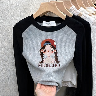 女孩打底春秋春装 新款 洋气上衣衫 款 中大t 女童儿童潮童恤2024长袖