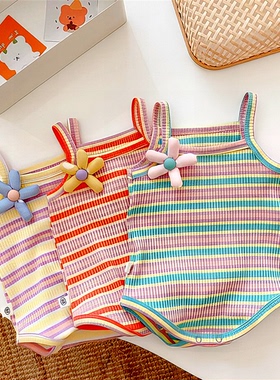 2024童CZ宝可爱-IIX条纹搭男女连体夏季洋彩虹新款时尚百衣203922