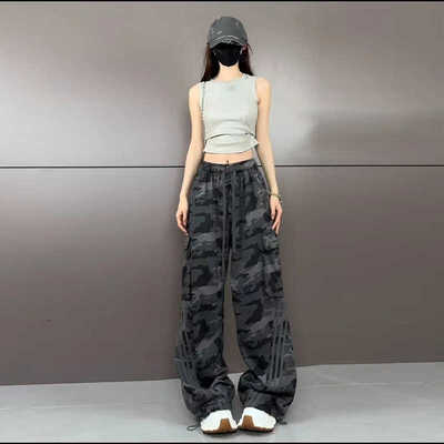 工装情侣炸街新款宽松束脚裤子