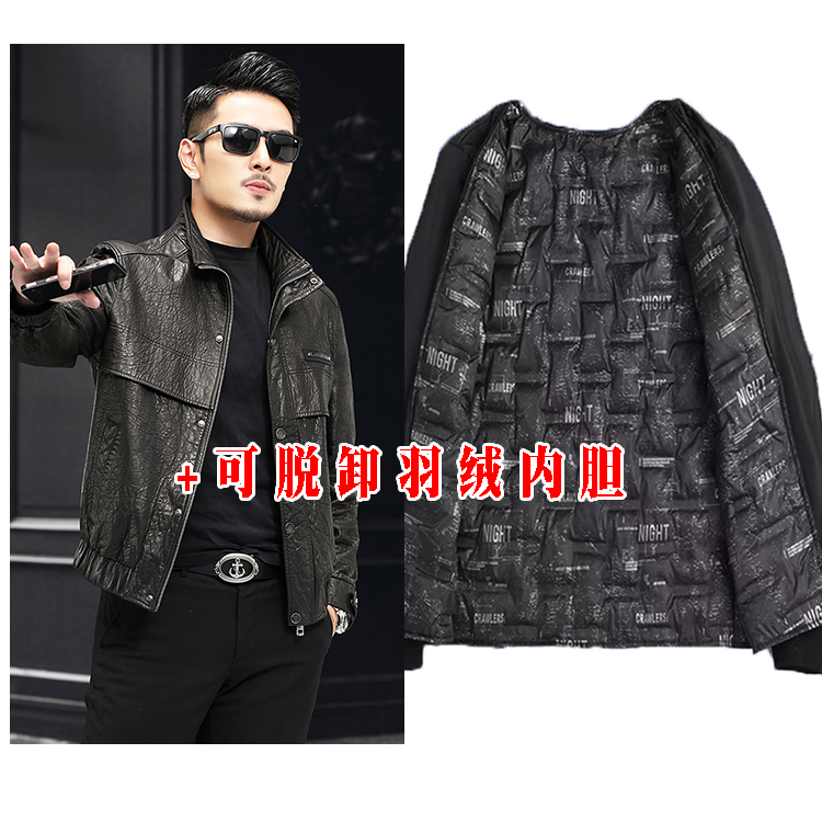 真皮皮衣油蜡牛皮立翻领皮夹克