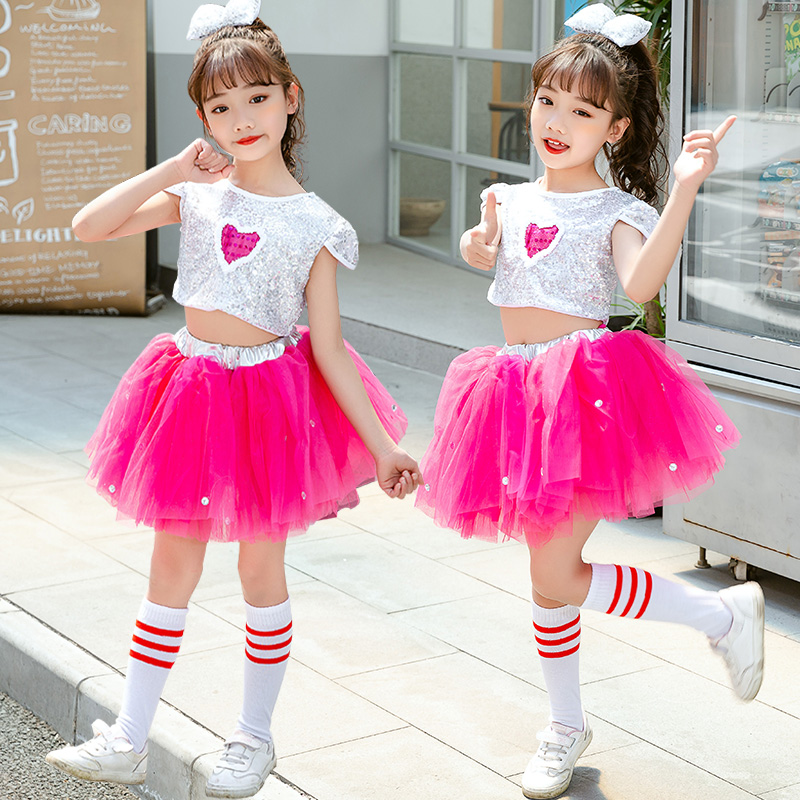 儿童演出服蓬蓬裙女童可爱亮片公主纱裙幼儿园啦啦队舞蹈表演服装