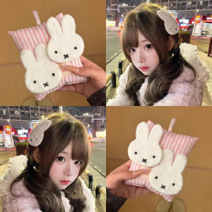 甜美少女心毛绒米菲兔甜美卡通兔子碎发魔术贴神器后脑勺无痕贴