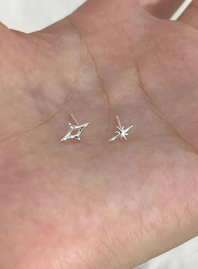 925银针不对称迷你星星耳钉