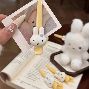 可爱少女心黄色米菲兔鸭嘴发夹女长款一字夹发饰碎发侧边刘海夹