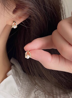 925银针珍珠耳钉精致小巧