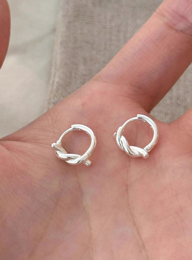 简约小巧打结缠绕设计感耳圈925银针ins小众高级感耳环2024新款潮