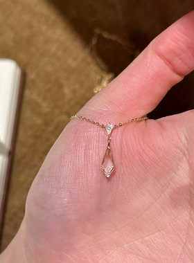 极简菱形闪钻极细吊坠项链