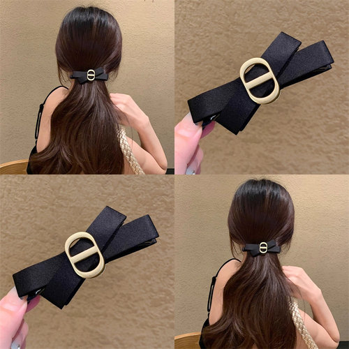 字母CD金属黑色蝴蝶结香蕉夹