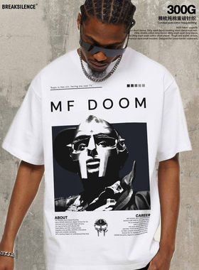 美式复古ICE CUBE说唱摇滚印花短袖T恤男女oversize宽松纯棉半袖