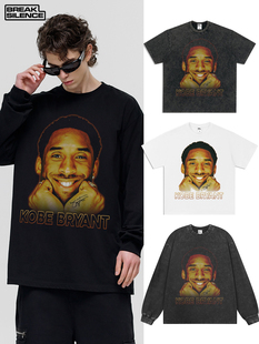 黑曼巴 科比KOBE球星印花短袖t恤男美式复古水洗重磅纯棉宽松上衣