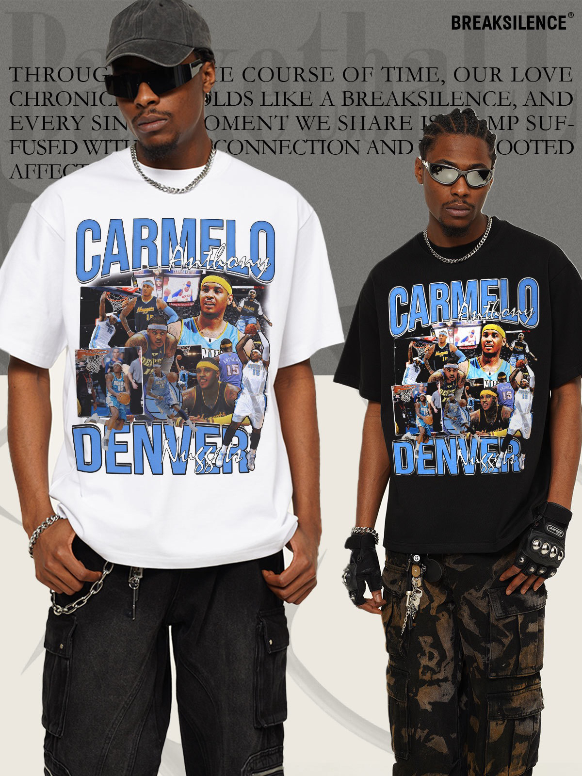 美式球星安东尼直喷印花短袖T恤男女夏季街头嘻哈宽松纯棉半袖ins