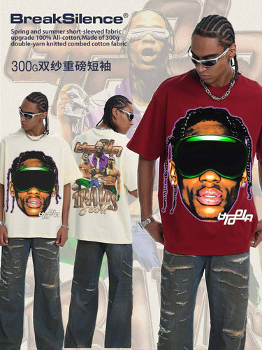 Travis Scott美式嘻哈300G重磅纯棉短袖t恤男潮牌vintage宽松半袖