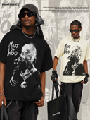 嘻哈POP Somke短袖 T恤男女25夏季 美式 复古宽松纯棉百搭小领口半袖