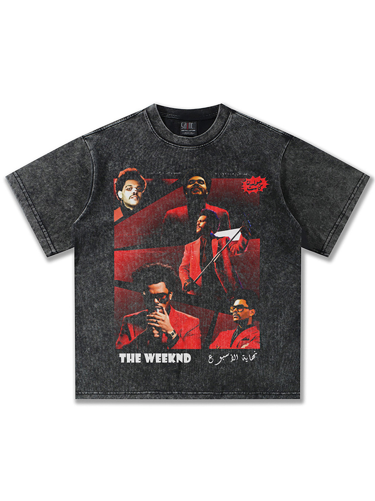 美式嘻哈TheWeeknd潮牌印花短袖T恤男女300g重磅纯棉宽松情侣半袖