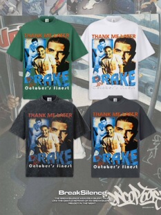 德雷克Thank Me Later 欧美嘻哈说唱短袖T恤男宽松纯棉小领口半袖