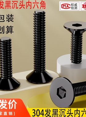 大包装黑色304不锈钢沉头内六角螺丝钉平头螺栓平杯2.5M3M4M5M6M8